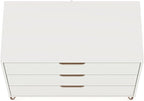 Manhattan Comfort Rockefeller 3 Drawer Dresser for Bedroom Storage, Nursery, Closet, Living Room, Entryway, TV Stand for Screens up to 32 Inches, Anti-Tip Kit Included, Set of 1, White