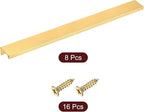 uxcell Cabinet Finger Edge Pull, 8pcs 300mm / 11.81" Aluminum Alloy Back Mount Hidden Cabinet Pulls Concealed Handle for Home Kitchen Drawer Cabinet, Gold