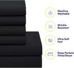 RV Short Queen Comforter Set for RV Camper - Comforter Set with Fitted & Flat Sheet, 4 Pillowcases - Tailored for RV Short Queen Beds - Cozy Essentials for Your RV Bedroom, Black