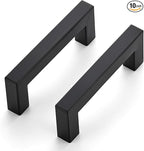 JOY DECOR 10 Pack Cabinet Handles, Black Cabinet Pulls, 3 Inch Kitchen Closet Handles Square Drawer Pulls Stainless Steel Drawer Hardware, 76mm Hole Centers