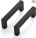 JOY DECOR 15 Pack Cabinet Handles, Black Cabinet Pulls, 3 Inch Kitchen Closet Handles Square Drawer Pulls Stainless Steel Drawer Hardware, 76mm Hole Centers