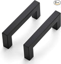 JOY DECOR Cabinet Handles, Black Cabinet Pulls, 2 Pack Kitchen Closet Handles 3 Inch, Square Drawer Pulls Stainless Steel Drawer Hardware, 76mm Hole Centers