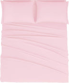 Mejoroom Full Size Sheet Set - Soft Microfiber Bed Sheets - Deep Pocket Fitted Sheet, Breathable, Wrinkle & Fade Resistant - 4 Piece (Full, Blush Pink)