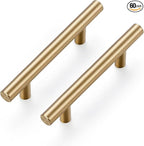 Ravinte 60 Pack 5 Inch Cabinet Pulls Champagne Bronze Stainless Steel Kitchen Drawer Pulls Cabinet Handles 5 InchLength, 3 Inch Hole Center