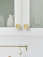 5 Pack Gold Cabinet Knobs Square Brushed Brass Drawer Pulls Bathroom Dresser Handles Hardware Zinc Alloy