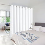 NICETOWN Closet Door Curtain, Room Dividers Panel Screens Partitions, Wide Width Grommet Top Morden Privacy Heavy Curtain Room Divider, Commercial Room Dividers (1 Pcs, 7ft Tall x 15ft Wide, White)