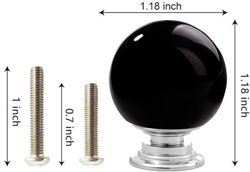 12 Pcs 30mm Round Shape Bubble Crystal Glass Cabinet Knobs with Screws Drawer Knob Pull Handle Used for Kitchen, Dresser, Door, Cupboard (Black)