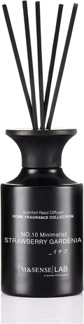 M&SENSE Minimalist Large Reed Diffuser 300ml, Strawberry Gardenia Scented with Natural Essential Oils, Long Lasting with 7 Sticks, Non-Toxic Home Fragrance for Bedroom, Bathroom Decor