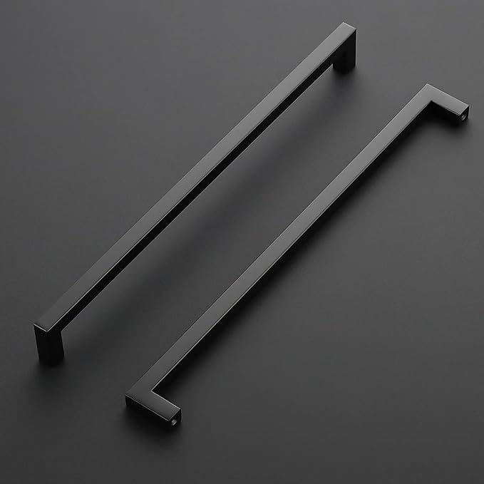 Ravinte 15 Pack Black Cabinet Pulls 12-3/5 Inch Square Kitchen Cabinet Handles Matte Black Kitchen Hardware for Drawer Pulls Drawer Handles Come with Screwdriver