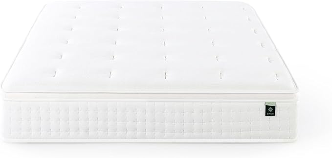 ZINUS 13 Inch Euro Top Pocket Spring Hybrid Mattress, Full, Pressure Relief, Pocket Innersprings for Motion Isolation, Mattress in A Box