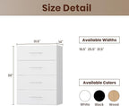 ROOMTEC 31.5" 4 Drawer Short Tower Closet Unit, Modular Closet System with Drawers and Shelf, Wardrobe Organizer for Bedroom or Walk-in Closet, Wall Mounted, Customizable Clothes Storage Unit, White