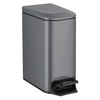 TIPGO Slim Bathroom Trash Can with Lid Soft Close, 6 Liter / 1.6 Gallon Stainless Steel Garbage Can with Removable Inner Bucket, Step Pedal, Small Trash Cans for Bedroom, Office, Kitchen (Grey)