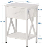 VECELO Nightstands Set of 2, Modern Bedside End Tables, Night Stands with Drawer and Storage Shelf for Living Room Bedroom, Industrial Metal Frame