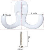 IBosins 8 Pack Heavy Duty Double Prong Coat Hooks Wall Mounted with 16 Screws Retro Double Hooks Utility Hooks for Coat, Scarf, Bag, Towel, Key, Cap, Cup, Hat
