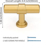 LONTAN 50 Pack Gold Cabinet Knobs Matte Gold Kitchen Cabinet Knobs for Dresser Drawers Brushed Gold T-bar Hardware for Dresser Bathroom