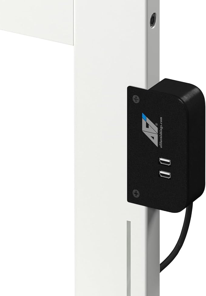 AFI, Madison Full Solid Wood Panel Headboard with Attachable Charger, White