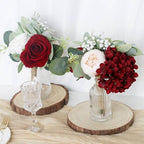 Artificial Flowers Bridesmaid Bouquets - Set of 4 Bridesmaid Bouquet Burgundy White Handmade Silk Floral Bouquet for Wedding Ceremony Anniversary, Bridal Shower, Home Table Decorations