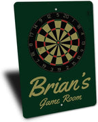 Brian's Game Room Personalized Name Aluminum Metal Sign for Man Cave Wall Decor Entertainment Space Hanging Plaque with Pre-Drilled Holes 8x12 Inch