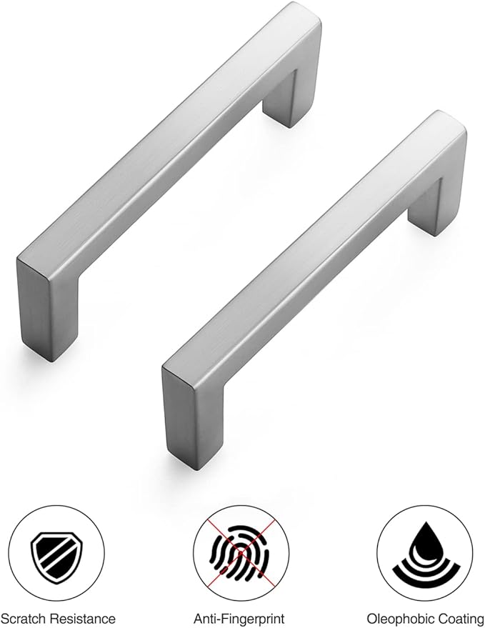 Ravinte 5 Pack Solid 3 Inch Center to Center Slim Square Bar Drawer Handles Kitchen Cabinet Handles Brushed Nickel Drawer Pulls Kitchen Cabinet Hardware Kitchen Handles Cabinet Pulls