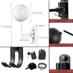 SNAGMO White 180° Motorcycle Helmet Rack, Rotation Metal Helmet Holder Wall Mount, Helmet Holder Bike with 2 Hooks Helmet Hanger for Motorcycle Bike Coats, Caps, Baseballs, Rugby Helmet (2 pcs)