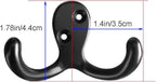 Coat Hooks Hardware, 10Pcs Wall Hooks Heavy Duty Hooks for Hanging Coats No Rust Double Robe Hook Wall Mounted for Key Towel Bags Cup Hat (Black)