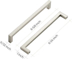 Ravinte 5 Pack Solid 6-1/4 Inch Center to Center Slim Square Bar Drawer Handles - Brushed Nickel Drawer Pulls - Kitchen Cabinet Hardware