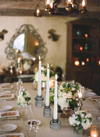 Vixdonos Taper Glass Candlestick Holders Tealight Candle Holders for Table Centerpieces, Wedding Decor and Dinner Party (6 Pcs, Gray)