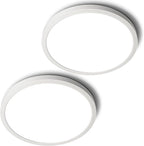 SunRider 2-Pack LED Flush Mount Ceiling Light Fixture, 5000K Daylight White, 2400LM, 12 Inch 24W 240W Equiv. Round Flat Ceiling Lamp, Non-Dimmable