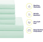 Sweet Home Collection 7 Piece Comforter Set Bag Solid Color All Season Soft Down Alternative Blanket & Luxurious Microfiber Bed Sheets, Mint, Twin XL