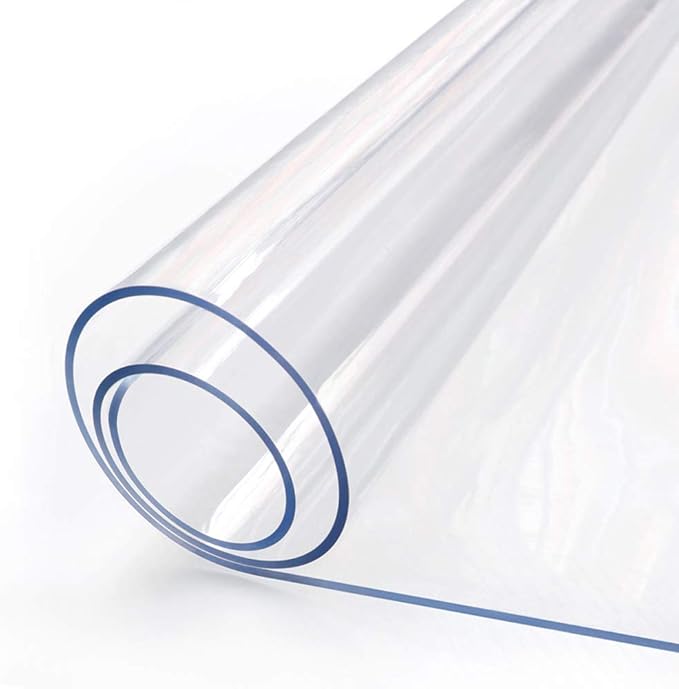 Clear Table Protector 17 X 60 Inch Thick Plastic Table Cover Protector Waterproof PVC Clear Tablecloth Protector Pad Vinyl Desk Top Protector Mat for Wood Coffee Glass End Sofa Side Dining Room Table