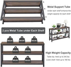 FATORRI Console Table for Entryway, Sofa Tables Behind Couch, Rustic Wood and Metal Foyer Table with 3 Tier Shelves for Hallway Living Room, Front Door (55 Inch, Walnut Brown)