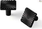 2 Pack Black Cabinet Knobs Square Drawer Pulls Bathroom Dresser Handles Hardware Zinc Alloy