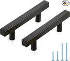 JOY DECOR 20 Pack 3 Inch Matte Black Square Cabinet Handles Stainless Steel Cabinet Hardware Pulls for Kitchen and Drawers with 5 Inch Overall Length