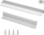 JOOJA 10 Pack Modern Style Finger Edge Pull Furniture DrawerHandles Hidden Cabinet Kitchen Drawer Handles Knobs, Silver 80mm