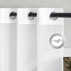 NICETOWN White Sheer Curtains 72 inches Long - Grommet Light Filtering Window Treatments Airy & Breathable Drapes Elegant Solid Drapes for Bedroom/Living Room, W42 x L72, 2 Panels