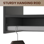ROOMTEC 22.5" Tall Hanging Closet Unit, Modular Closet System with Hanging Rod, Wardrobe Organizer for Bedroom or Walk-in Closet, Wall Mounted, Customizable Clothes Storage Unit, Black