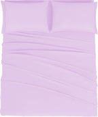 Mejoroom Queen Size Sheet Set - Hotel Luxury 1800 Bedding Sheets & Pillowcases - Deep Pocket Fitted Sheet, Soft, Breathable, Wrinkle & Fade Resistant - 4 Piece (Queen, Lavender)