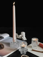 Vixdonos Glass Candlestick Holders Tealight Candle Holders for Table Centerpieces, Wedding Decor and Dinner Party (6 Pcs, Clear)