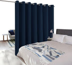 NICETOWN Large Room Separating Divider, Room Divider Curtain Screen Partition, Function Thermal Blackout Noise Reducing Curtain, Sliding Door Insulated Curtain for Patio, Navy, 12.5ft Wide x 9ft Long