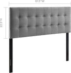 Modway Lily Queen Biscuit Tufted Performance Velvet Headboard, Gray