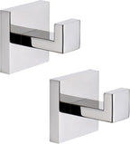 TASTOS Bath Towel Hooks Premium Stainless Steel Robe Coat and Clothes Hook, Heavy Duty Square Wall Mounted Modern Hook for Bathroom & Kitchen, Polished Chrome Finish, 2Pack