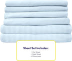 Cal King Size Bed Sheets - 6 Piece 1500 Supreme Collection Fine Brushed Microfiber Deep Pocket California King Sheet Set Bedding - 2 Extra Pillow Cases, Great Value, California King, Dobby Light Blue