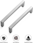 Ravinte 10 Pack Solid 5 Inch Center to Center Slim Square Bar Dresser Drawer Handles Kitchen Cabinet Handles Brushed Nickel Drawer Pulls Kitchen Cabinet Hardware Pulls