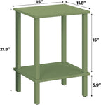 TUTOTAK End Table, Set of 2, Side Table, Nightstand, 2-Tier Storage Shelf, Sofa Table for Small Space, Living Room, Bed Room, Olive Green TB01BOG035