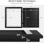 [3 Pack] Kids Art Frames, 10x12.5 Front Opening Kids Artwork Frames Changeable, Displays 8.5x11 With Mat and 10x12.5 Without Mat, Holds 50 Pcs, for 3D Picture, Crafts, Children Drawing, Hanging Art, Portfolio Storage