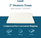 LUCID 2 Inch Traditional Foam Mattress Topper - Hypoallergenic - Ventilated - Conforming Support - Full
