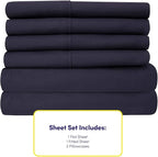 Twin Size Bed Sheets - 4 Piece 1500 Supreme Deluxe Collection Deep Pocket Ultra Soft Twin Sheet Set Bedding - 1 EXTRA PILLOW CASES, GREAT VALUE, Twin, Navy