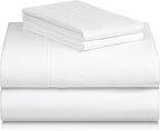 LuxClub 4 PC Full Size Sheet Set Bed Sheets Deep Pockets Wrinkle Free Cooling Bed Sheets Machine Washable Hotel Bedding Silky Soft - White Full