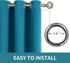 BGment Blackout Curtains - Grommet Thermal Insulated Room Darkening Bedroom and Living Room Curtains, Set of 2 Panels (42 x 63 Inch, Peacock Blue)