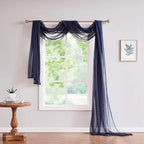 Warm Home Designs 24 Feet Long Royal Navy Blue Sheer Window Scarf. These XXL Length Valance Scarves 54 X 288 Inches in Size. Great as Bed Canopy or Wedding Arch Draping Fabric. AM Navy Blue 288"